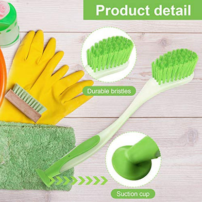 5 Pieces Long Dish Brush with Handle Assorted Color Dishwashing Brush with Suction Cup Multipurpose Scrub Cleaning Tool for Kitchen, Toilet, Etc.