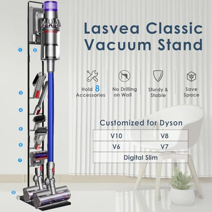 Lasvea Vacuum Stand Compatible with V15 V11 V10 V9 V8 V7 V6 with Wheels,Heavy Base Metal Bracket Holder, Storage Bracket Stand for Cordless Vacuum Cleaners & Accessories & Attachments