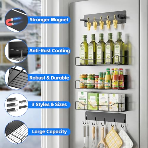 Magnetic Spice Rack for Refrigerator, 5 Pack Magne... (Gray | Iron)