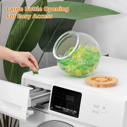 Laundry Pod Container,Dryer Ball Holder Dispenser,Laundry Room Organization | 0.85 Gal Plastic Dishwasher Pod Dispenser,Fabric Softener Dispenser Ball