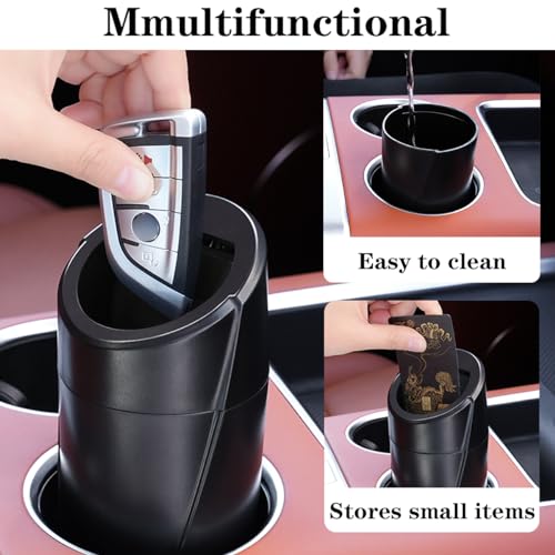 Car Trash Can Bin with Lid - Car Garbage Can Cup Holder - Black Mini Leakproof Vehicle Trash Garbage Can Bin with 20pcs Trash Bags-Car Organizers and Storage for Front Back Seat Accessories