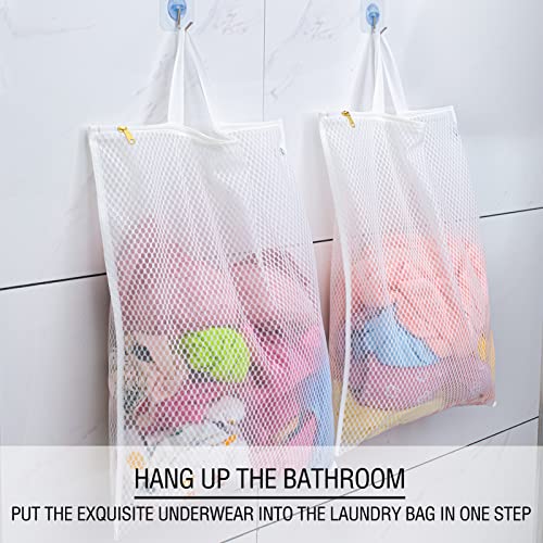 Tenrai Laundry Bag Mesh Wash Bag，Use YKK Zipper，Tote Bag Bathroom Hanging, Bra Fine Mesh Wash Bag for Underwear 3 Bags（3L Cellular Mesh）