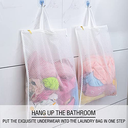 Tenrai Laundry Bag Mesh Wash Bag，Use YKK Zipper，Tote Bag Bathroom Hanging, Bra Fine Mesh Wash Bag for Underwear 3 Bags（3L Cellular Mesh）