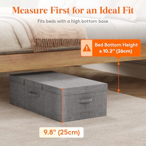 Lifewit 80L Under Bed Storage Containers, 9.8 Inch Tall Underbed Clothes Storage Organizer Bin with Sturdy Sidewalls, Bottom, 3 Lids, Deep Storage Drawer for Clothes, Shoes, Blankets, Pillows 2 Pack