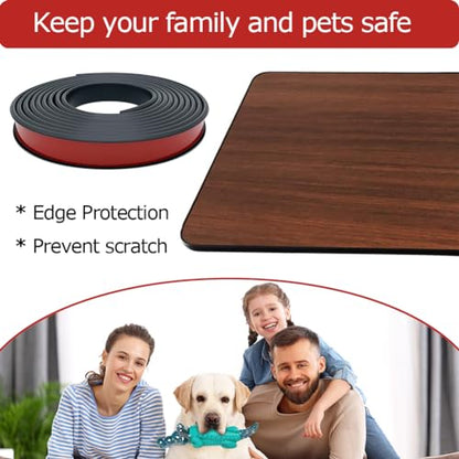 U Shape Plywood Edge Banding, Fit 3/4 inch Edge, Desk Edge Protector, Self-Adhesive Edge Trim for Veneer, Furniture, Countertop, Table, Sheet Metal, Black, 20Ft