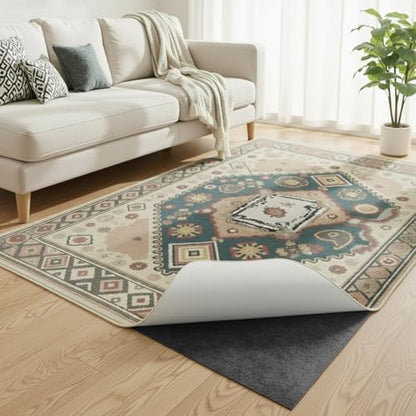 Songrey Thick Cushioned Non-Slip Rug Pad 8x10 Ft | Felt Fabric with Anti Skid Backing, Carpet Gripper for Hardwood Floors, Keeps Area Rugs in Place and Secure