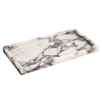 100% Natural Marble Tray, 10"x5" Calaccata Viola Vanity Tray | Luxury Marble Decorative Tray, Small Hand Towel Tray Holder Organizer, Hand-Polished, Easy to Clean, Natural Stone Tray