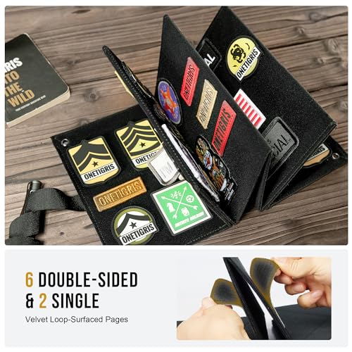 ONETIGRIS Patch Display Board, Foldable Tactical Patches Panel Organizer | Hook & loop holder for morale, flag & military patch collection. Portable booklet panel. No patches included