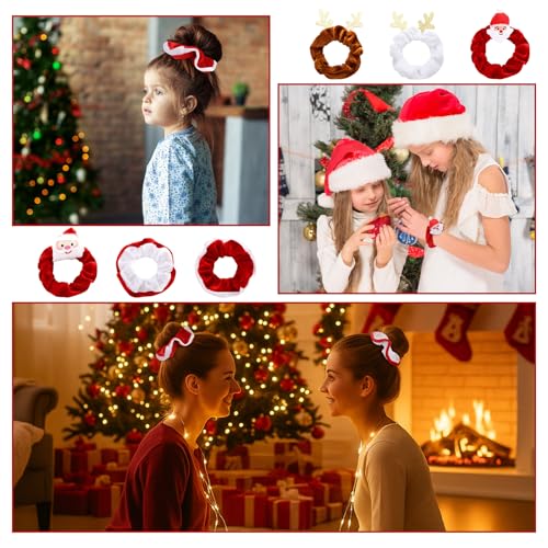 Chicingyou 6 Set Christmas Sleep Mask with Satin Travel Bag Eye Mask Gift for Christmas Elastic Scrunchie Ear Plugs Plush Eye Cover Cartoon Animal Blindfold for Xmas Party Favor Home Bed Traveling
