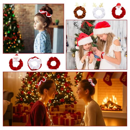 Chicingyou 6 Set Christmas Sleep Mask with Satin Travel Bag Eye Mask Gift for Christmas Elastic Scrunchie Ear Plugs Plush Eye Cover Cartoon Animal Blindfold for Xmas Party Favor Home Bed Traveling
