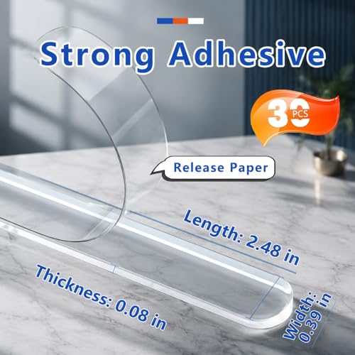 ZOMPAGO Clear Silicone Furniture Pads 30PCS Cabinet Bumpers Protection | Silicone wall protector,sound dampening,anti-slip,fit table,hardwood floors,chair legs,wall scratch