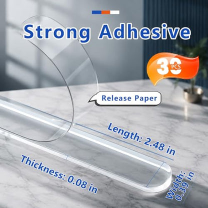 ZOMPAGO Clear Silicone Furniture Pads 30PCS Cabinet Bumpers Protection | Silicone wall protector,sound dampening,anti-slip,fit table,hardwood floors,chair legs,wall scratch
