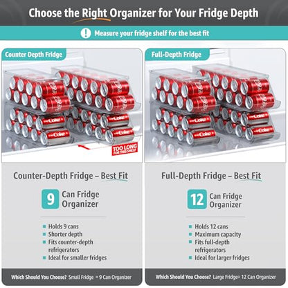 Sorbus Soda Can Organizer for Refrigerator Stackable Can Holder Dispenser with Lid for Fridge, Pantry, Freezer – Holds 12 Cans Each, BPA-Free, Clear Design, (2-Pack)