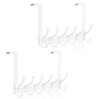 Optish Door Hooks for Hanging, Over The Door Towel Racks for Bathroom, Coat Rack Door Towel Hanger Towel Hooks (2Pack, White, Fit 1-3/4" Doors)