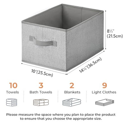 GRANNY SAYS Closet Storage Bins with Handles, Gray, Medium, 3-Pack | Storage Baskets for Closet, Fabric Bins for Clothes, Closet Organizer Bins