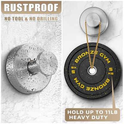 Suction Cup Hooks for Shower No-Drill Bathroom Hooks for Towels, Robes, Loofah Mountable on Bathroom Walls, Kitchen, Glass, Mirrors, Tile and Smooth,Non-Porous Surfaces (2, Brushed Nickel)