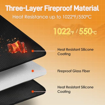 2 PCS Heat Resistant Mats for Countertop Air Fryer, 18x15in, Black | 1022 ℉ Fireproof mat, air fryer accessories for ninja, cosori, waterproof hot pads for kitchen toaster, oven, coffee maker