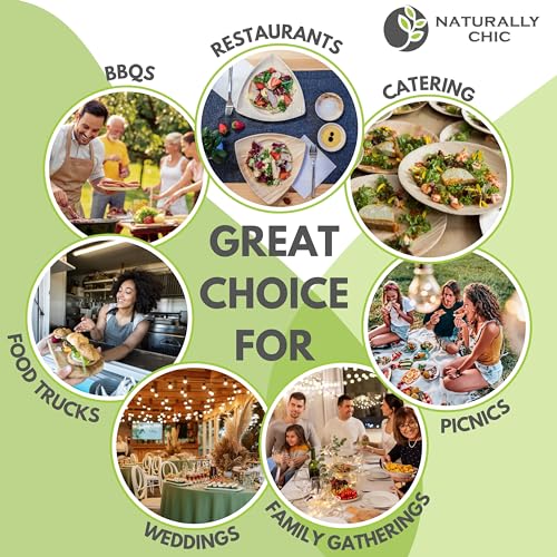 Bamboo Leaf Plates 10 Inch & 7 Inch Square [50-Pack] | Biodegradable and Compostable for Appetizer and Dinner - Disposable Wood Dinnerware Set - Party Pack