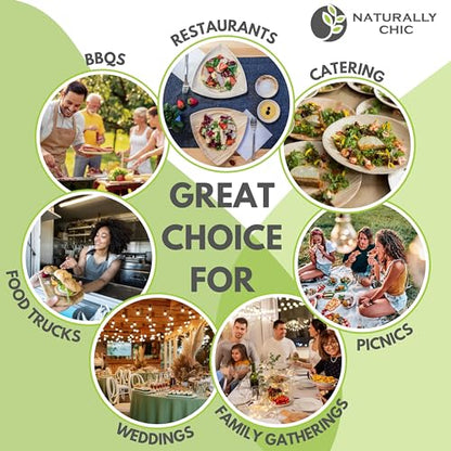Bamboo Leaf Plates 10 Inch & 7 Inch Square [50-Pack] | Biodegradable and Compostable for Appetizer and Dinner - Disposable Wood Dinnerware Set - Party Pack