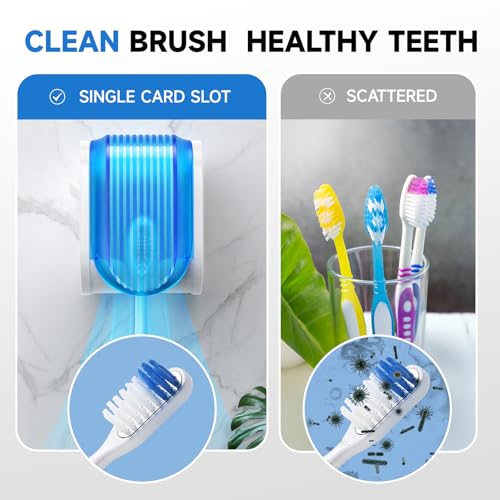 Toothbrush Holders for Bathrooms【Upgrade Single Slot Design】 Toothbrush Holder Wall Mounted with Cover Moisture-Proof and Dust-Proof Toothbrush Storage Organizer for Shower Family and Travel 4PCS