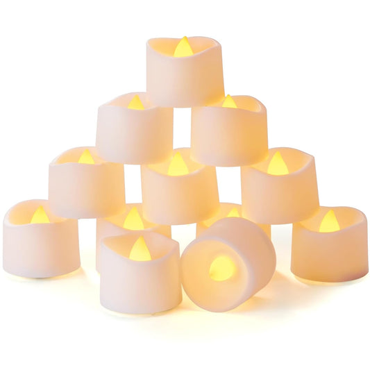 12-Pack Battery Tea Lights with Timer Built in, Au... (12 Count | Plastic)