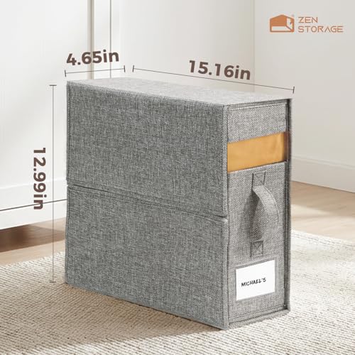 Sheet Organizers and Storage for Linen Closet, 6Pack Grey | 1200D Linen-Type Cloth, Fits King and Queen Sheet Sets, Clear Window and Label Slot, Foldable Dustproof Storage with Handle