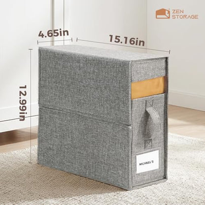 Sheet Organizers and Storage for Linen Closet, 6Pack Grey | 1200D Linen-Type Cloth, Fits King and Queen Sheet Sets, Clear Window and Label Slot, Foldable Dustproof Storage with Handle