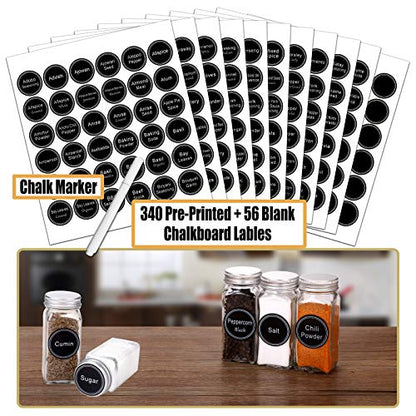48 Pcs 4 oz Glass Spice Jars with Shaker Lids and 703 Spice Labels