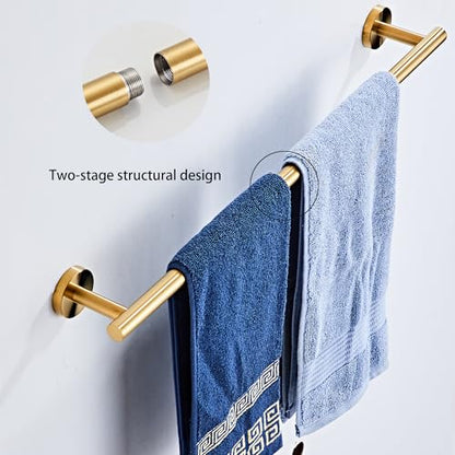 Brushed Gold Bathroom Hardware Set 5 Piece with Towel Racks for Bathroom, SUS304 Stainless Steel Bath Towel Bar Set, 24 Inch Wall Mounted Accessories Kit…