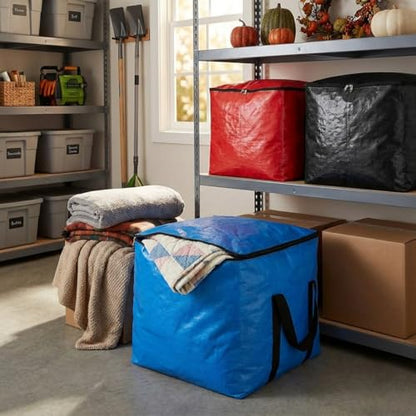 Extra Large Cube Moving Bags (Black, 25"x25"x25") | Heavy Duty, Water-Resistant, Foldable, For Clothes, Bedding, Blankets & Pillows, Reusable Alternative to Moving Boxes