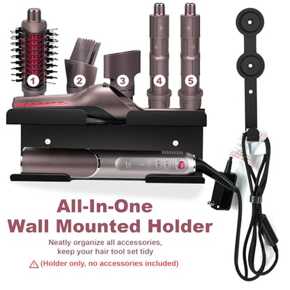 Wall Mount for Shark FlexFusion and FlexStyle, Cord Hanger | Organizer for curling wand, curlers, brushes, diffuser and attachments; space-saving accessory storage for bathroom use