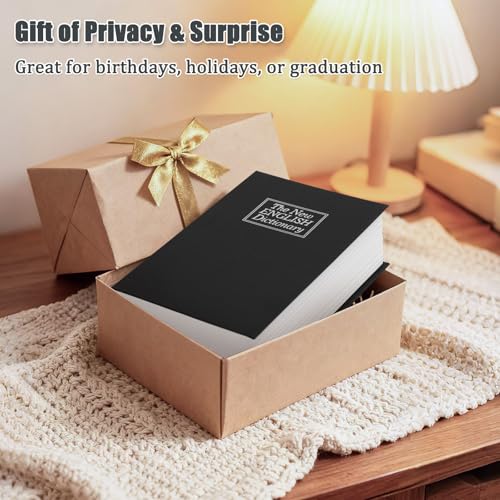 KYODOLED Diversion Book Safe with Key Lock, Secret Safe Metal Lock Box, Money Storage Collection Box, 9.5" x 6.2" x 2.2", Black Large