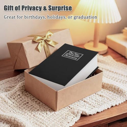 KYODOLED Diversion Book Safe with Key Lock, Secret Safe Metal Lock Box, Money Storage Collection Box, 9.5" x 6.2" x 2.2", Black Large