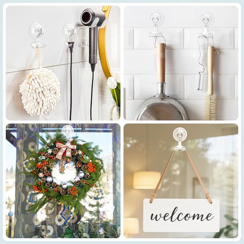 VIS'V Shower Suction Cup Razor Holder for His and Hers, Clear, 4 Pcs | Removable and Reusable, Clear Invisible Design, Locking Suction Technology, Dual Vacuum Suction, Fit for Smooth Flat Surfaces