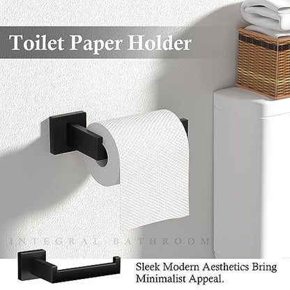 10-Pieces Matte Black Bathroom Accessories Set 23.6 Inch Towel Bar Set. | SUS 304 Stainless Steel Bathroom Hardware Set Towel Racks for Bathroom, Robe Towel Hooks, Toilet Paper Holder Wall Mounted.