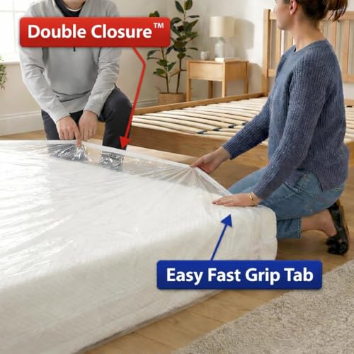 Hefty Shrink-Pak Mattress Bags for Moving – Full/Queen Size | Heavy Duty & Water Resistant Vacuum Compression Mattress Bag, Storage Protection Mattress Cover for Moving
