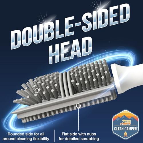 RV Toilet Brush, Wall-Mounted Silicone Brush & Holder | Scratch-free dual-sided silicone brush with quick-drying holder and strong adhesive mount for RV toilets