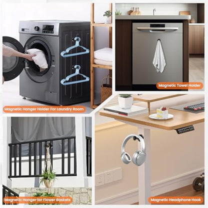 Magnetic Hooks 8 PCS 150lb Magnet Hook Cruise Cabins (Black) | Essentials Heavy Duty Wreath Hanger Strong Magnets for Classroom Whiteboard Wreath Coat Hanging Garage Cruise Ship Camping