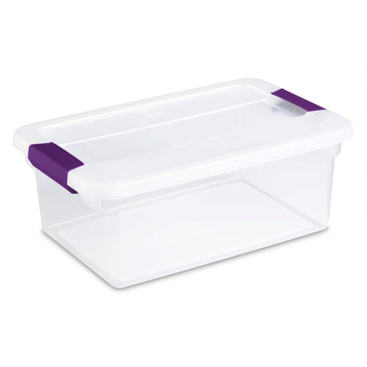 Sterilite 24-Pack ClearView Latch Box, Stackable Storage Organizer Bins for Home, 15 Quart | Clear Plastic Organizers with Color Accent Latches for Closet, Bedroom, Shelving Units, Dorm Room and Home Organization