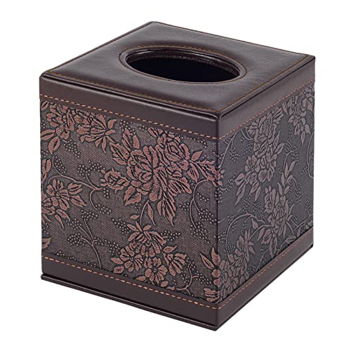 Tissue Box Cover Square,Modern Leather Tissue Box Holder for Napkin Facial Paper Organizer Bottom with Magnet Reinforcement for Home/Hotel/Restaurant/Office/car/Living Room(Retro)