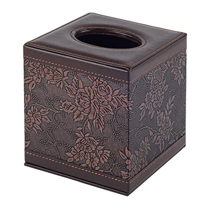 Tissue Box Cover Square,Modern Leather Tissue Box Holder for Napkin Facial Paper Organizer Bottom with Magnet Reinforcement for Home/Hotel/Restaurant/Office/car/Living Room(Retro)