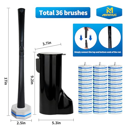Disposable Toilet Bowl Brush with 36 Count Refills, Toilet Cleaning Stick,Toilet Bowl Cleaner Holder and Set, Toilet Cleaning System Starter Kit