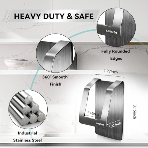 KIHOGEM Spray Bottle Hanger Adhesive 4pcs | Spray Bottle Hook Stainless Steel Spray Bottle Holder Wall Mount Non Drilling for Cabinet, Kitchen or Under Sink