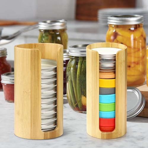 Mason Jar Lid Organizer, Wide & Regular Mouth Lids Holder (2pcs)