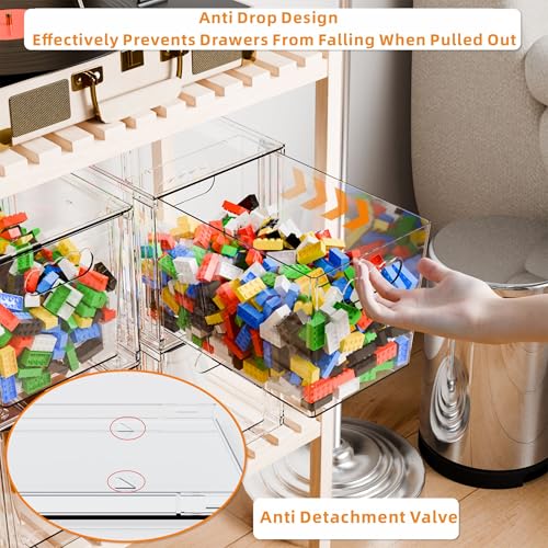 4 Pack Large Stackable Storage Drawers,Clear Acrylic Drawer Organizers and Baby Bottle Organizer for Countertop,Cabinet,Bathroom,Pantry,Office Closet Organizers and Brightroom Storage Bins