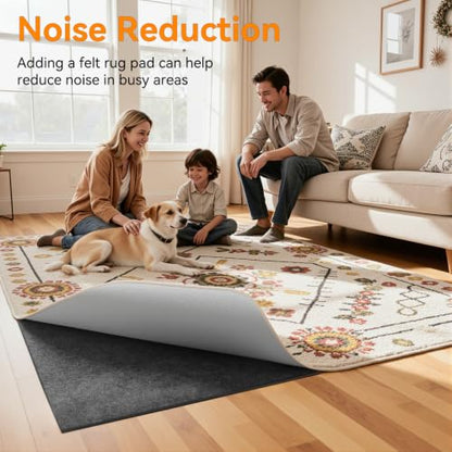 Songrey Thick Cushioned Non-Slip Rug Pad 8x10 Ft | Felt Fabric with Anti Skid Backing, Carpet Gripper for Hardwood Floors, Keeps Area Rugs in Place and Secure