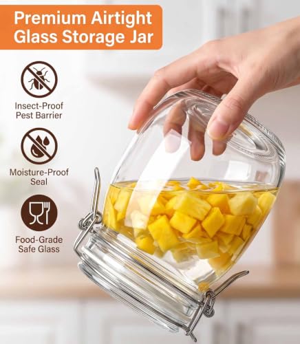17 oz Glass Jars 4Pack with Airtight Lids,Wide Mou... (Clear | Glass, Silicone)