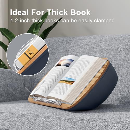Lap Beanbag Book Stand for Hands Free Reading Comf... (Muted Gray | Wood)