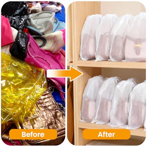 Kifmurase 100PCS Dust Bags for Handbags 15x19 inch, Non Woven Purse Dust Cover Bags for Storage, Breathable Cloth Storage Pouch with Drawstring for Shoe Boots Purses Home Travel Closet Organizer