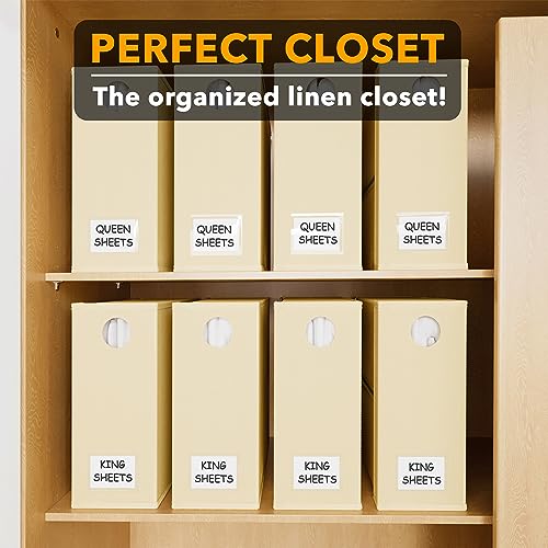 SpaceAid 8 Pack Bed Sheet Organizers and Storage, Foldable Sheet Organizer for Linen Closet, Sheets Set Folder Keeper with Window XL (Queen & King Size) Bedding Container (Beige, 8 Pack)